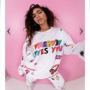 Mayfair Group Somebody Loves You Sweatshirt Sweatpants Shorts Set S/M